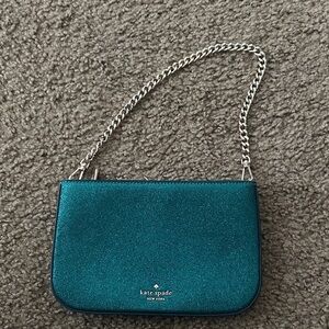 Kate Spade Sparkling Teal Clutch with Chain